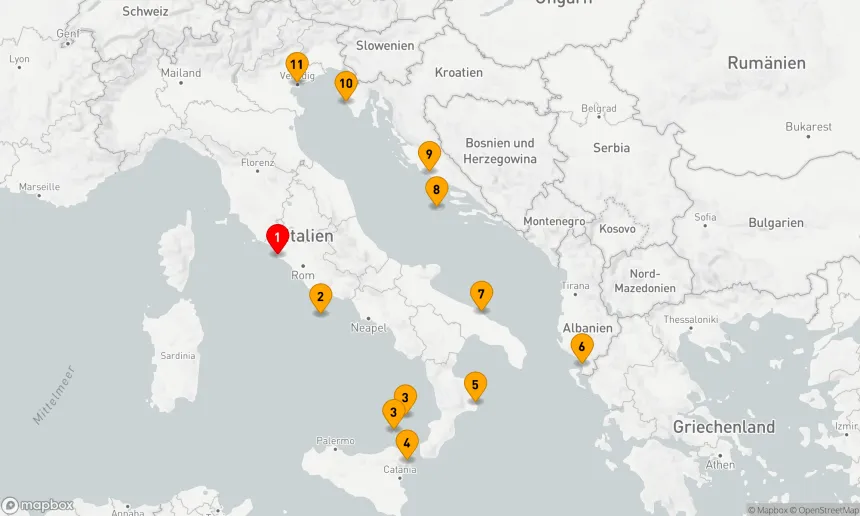 Route 10 Nächte - Italien,  Albanien und Kroatien