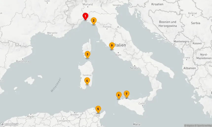 Route 8 Nächte - ITALIEN, FRANKREICH & TUNESIEN