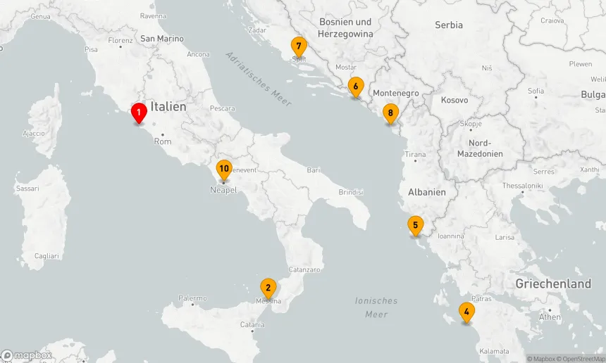 Route 10 Nächte - ITALIEN,  GRIECHENLAND & KROATIEN KREUZFAHRT
