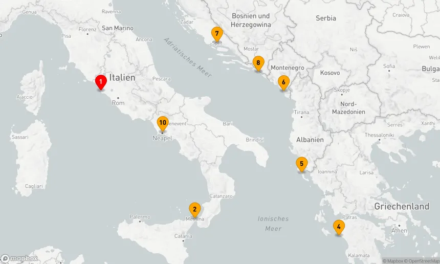Route 10 Nächte - ITALIEN,  GRIECHENLAND & KROATIEN KREUZFAHRT
