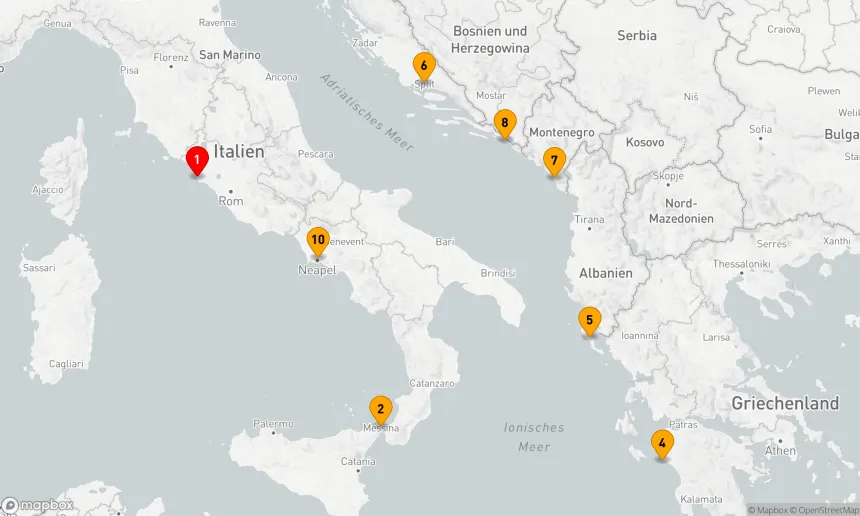 Route 10 Nächte - ITALIEN,  GRIECHENLAND & KROATIEN KREUZFAHRT