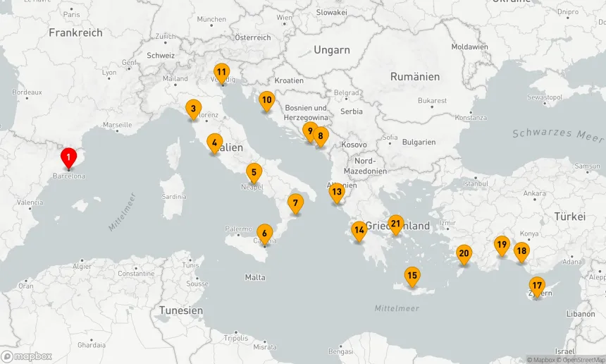 Route 21 Nächte - ITALIEN, GRIECHENLAND & TÜRKEI KOMBINIERTE KREUZFAHRT: ROM, VENEDIG & ATHEN