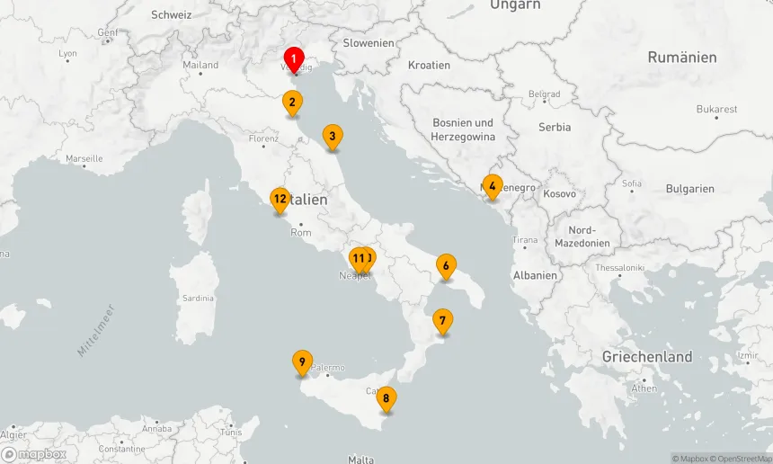 Route 11 Nächte - ITALIEN-INTENSIV-KREUZFAHRT: TARANTO, SIZILIEN & AMALFI