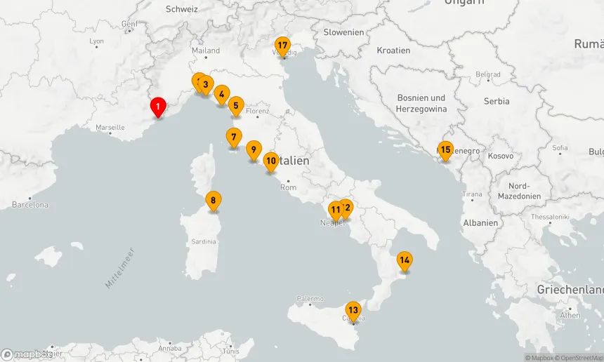 Route 17 Nächte - ITALIEN INTENSIV-KREUZFAHRT: FLORENZ, ROM & VENEDIG