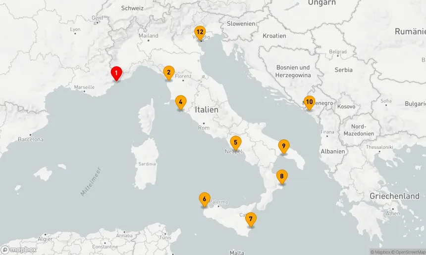 Route 11 Nächte - ITALIEN INTENSIV KREUZFAHRT: FLORENZ, SORRENT & SIZILIEN
