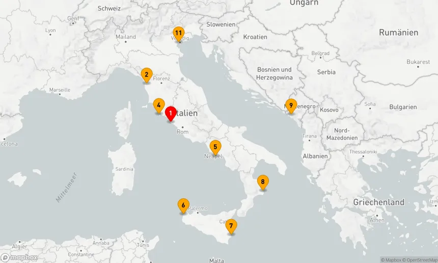 Route 10 Nächte - ITALIEN INTENSIV KREUZFAHRT: FLORENZ, SORRENT & VENEDIG