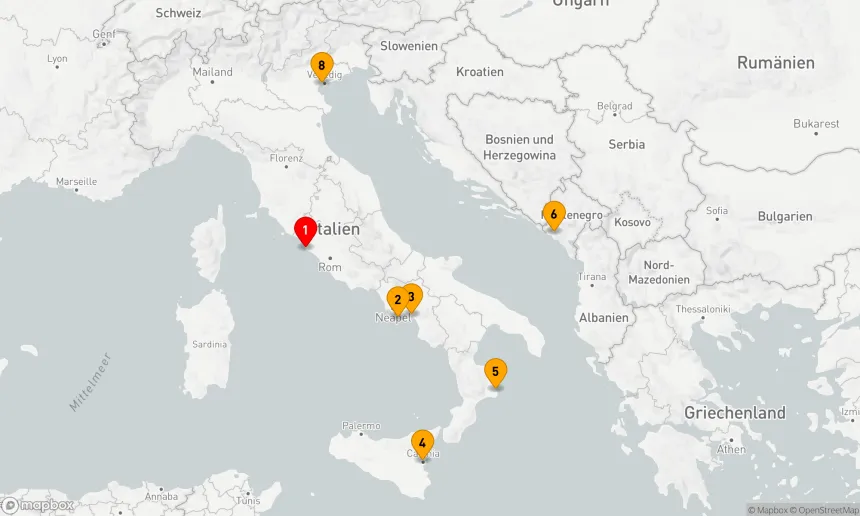 Route 8 Nächte - ITALIEN INTENSIV KREUZFAHRT: ROM, AMALFI & VENEDIG