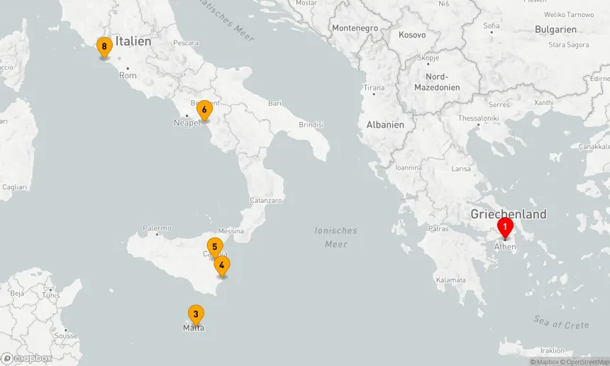Route 7 Nächte - ITALIEN INTENSIV KREUZFAHRT: SIRACUSA, AMALFIKÜSTE & ROM
