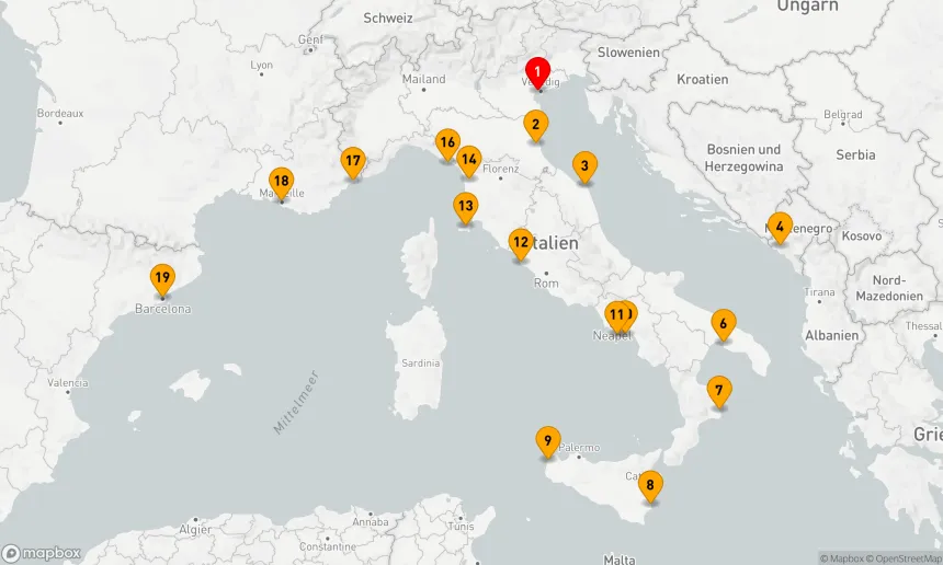 Route 18 Nächte - ITALIEN INTENSIV-KREUZFAHRT: TARANTO, AMALFI & SORRENTO