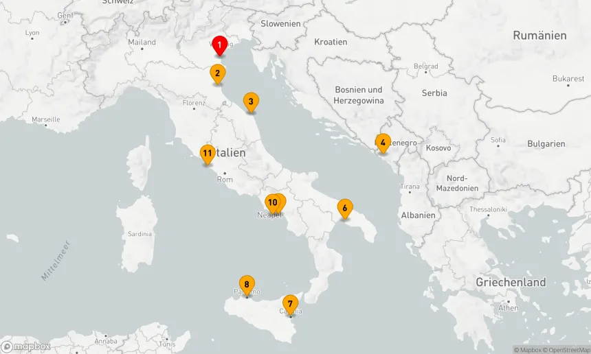 Route 10 Nächte - ITALIEN INTENSIV KREUZFAHRT: VENEDIG, SIZILIEN & AMALFI