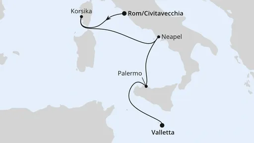 Route Italien, Korsika & Malta ab Civitavecchia