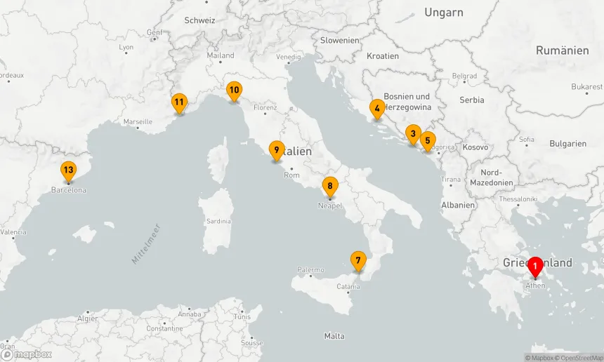 Route 12 Nächte - ITALIEN,  KROATIEN & FRANKREICH