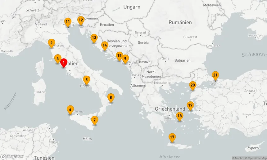 Route 21 Nächte - ITALIEN, KROATIEN & GRIECHENLAND KOMBINIERTE KREUZFAHRT: FLORENZ, DUBROVNIK & KRETA