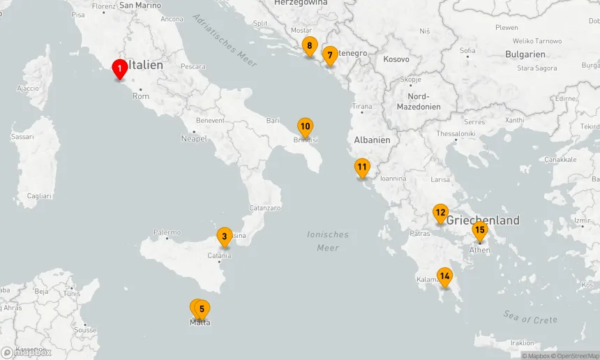 Route 14 Nächte - ITALIEN, MALTA, MONTENEGRO & GRIECHENLAND ERKUNDEN