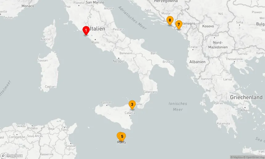 Route 7 Nächte - ITALIEN, MALTA & MONTENEGRO ERKUNDEN