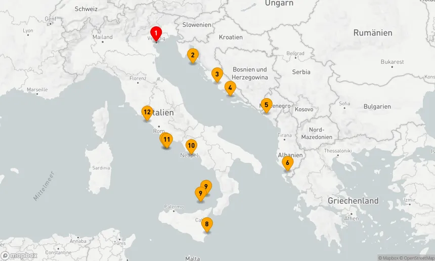 Route 11 Nächte - Italien,  Montenegro,  Albanien und Kroatien