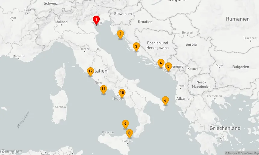 Route 11 Nächte - Italien, Montenegro & Kroatien