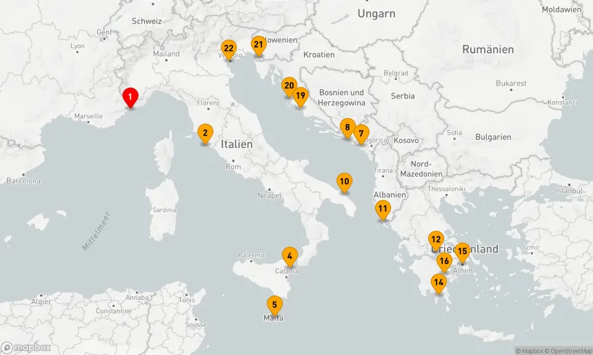 Route 21 Nächte - ITALIEN, SIZILIEN, GRIECHENLAND, KROATIEN & SLOWENIEN ERKUNDEN