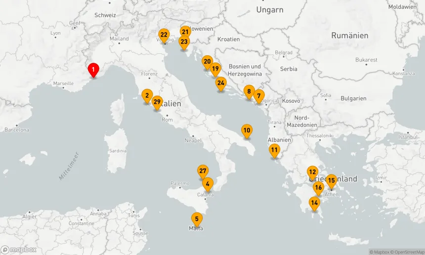 Route 28 Nächte - ITALIEN, SIZILIEN UND DIE DALMATINISCHE KÜSTE ERKUNDEN