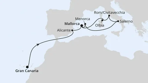 Route Italien & Balearen ab Gran Canaria
