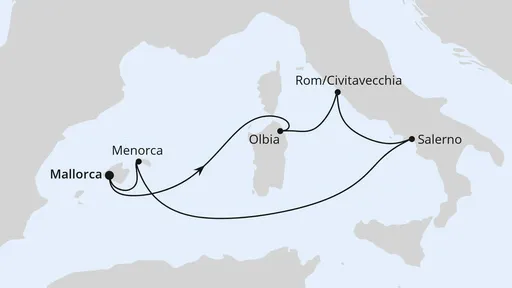 Route Italien & Balearen ab Mallorca