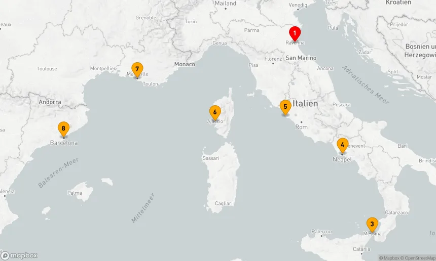 Route 7 Nächte - ITALIEN & FRANKREICH KREUZFAHRT