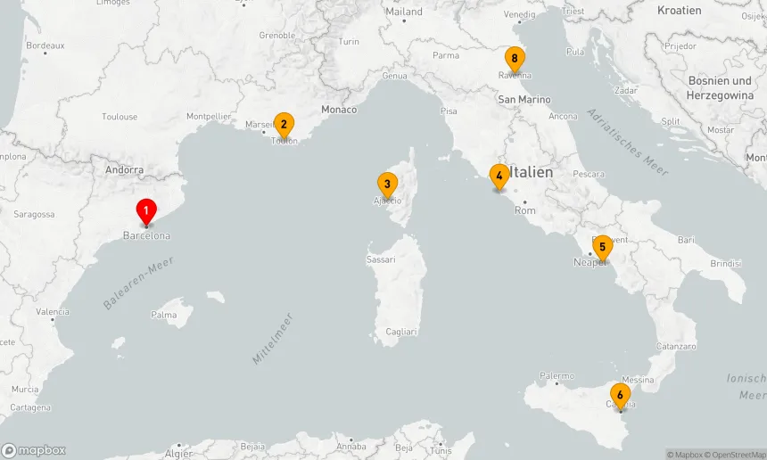 Route 7 Nächte - ITALIEN & FRANKREICH KREUZFAHRT