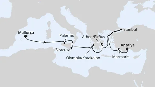 Route Italien & Griechenland mit Istanbul