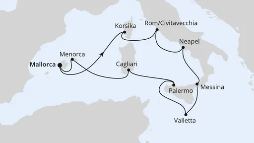 Route Italien & Mittelmeerinseln ab Mallorca