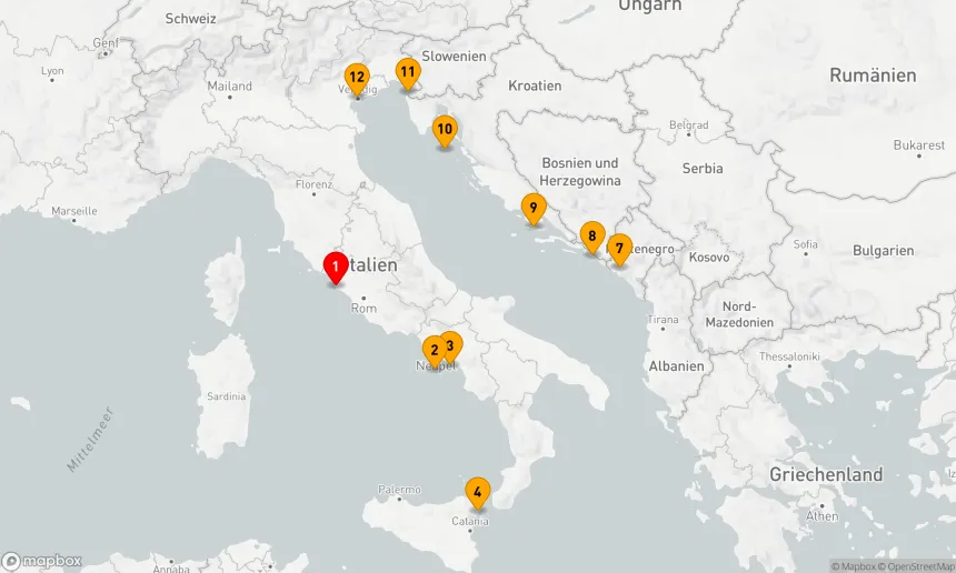 Route 11 Nächte - Italienische und Adriatische Träume