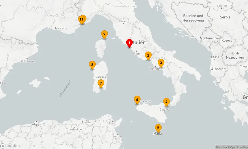 Route 10 Nächte - Italiens Inseln,  Korsika bis Monaco
