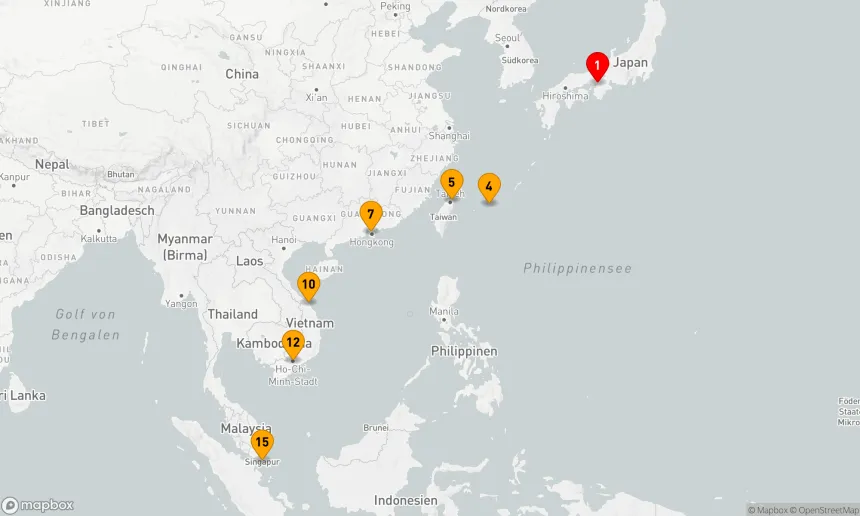 Route 14 Nächte - JAPAN, HONGKONG, VIETNAM & TAIWAN