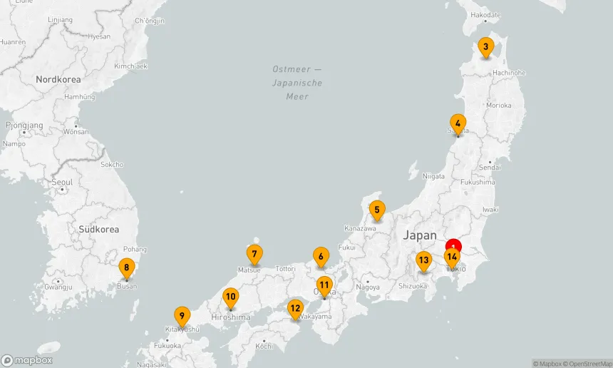 Route 14 Nächte - JAPAN INTENSIV KREUZFAHRT: AOMORI,  HIROSHIMA & OSAKA