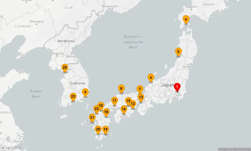 Route 24 Nächte - JAPAN INTENSIV-KREUZFAHRT: HAKODATE, OSAKA & KOCHI