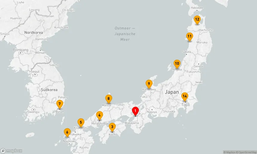 Route 14 Nächte - JAPAN INTENSIV KREUZFAHRT: KOCHI, HIROSHIMA & AKITA