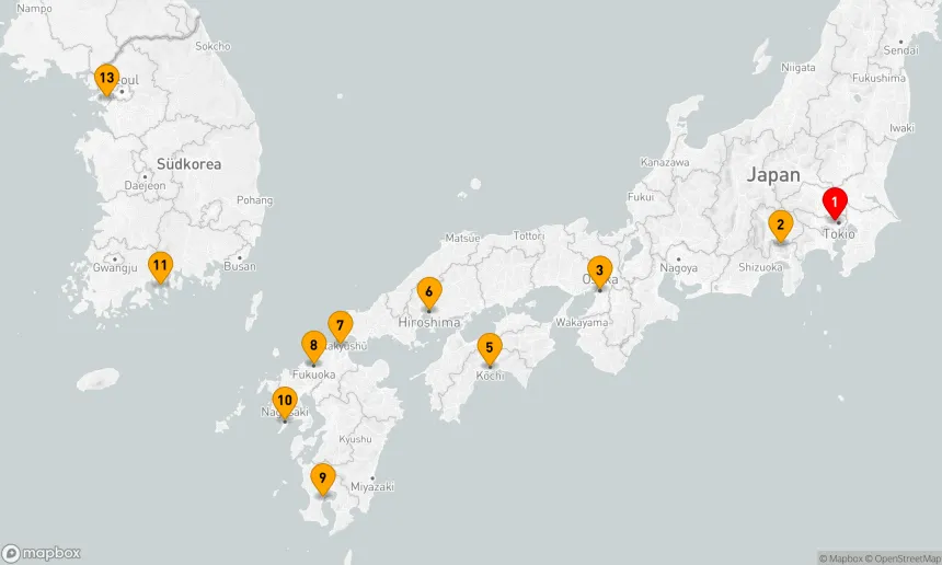 Route 12 Nächte - JAPAN INTENSIV-KREUZFAHRT: MT. FUJI, OSAKA & NAGASAKI