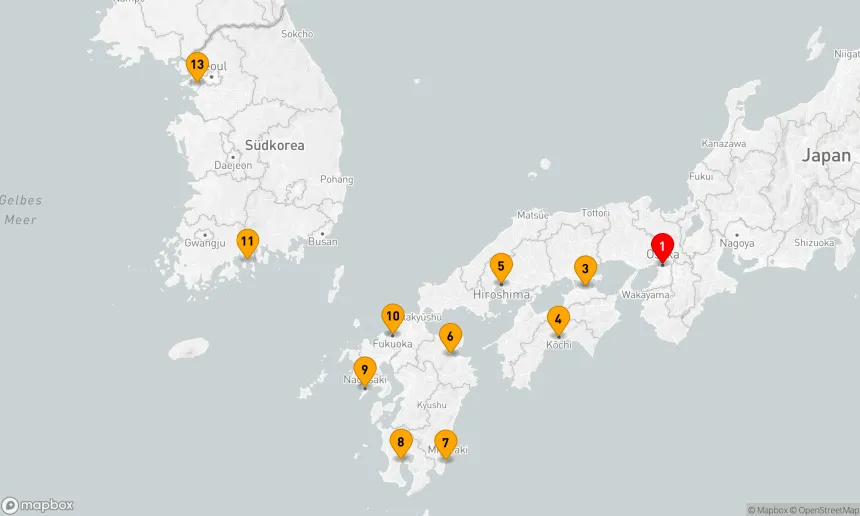 Route 12 Nächte - JAPAN INTENSIV KREUZFAHRT: OSAKA,  TAKAMATSU & KAGOSHIMA