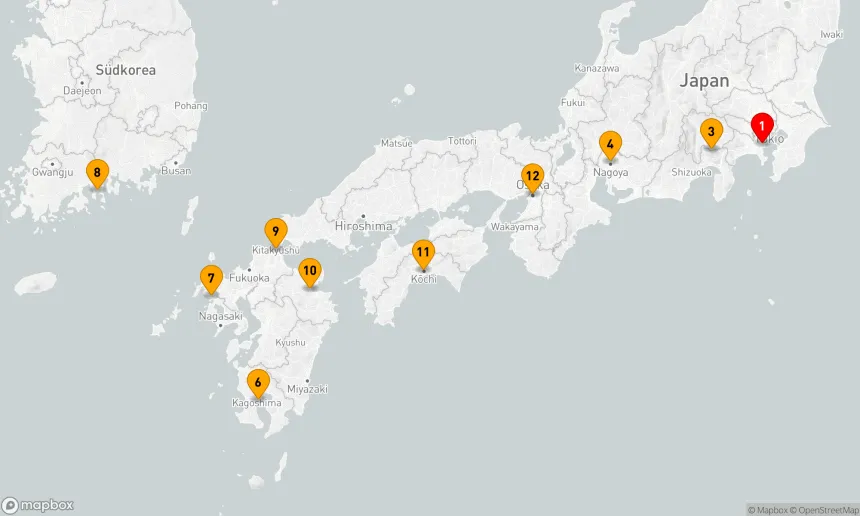 Route 12 Nächte - JAPAN INTENSIV KREUZFAHRT: TOKIO, KAGOSHIMA & OSAKA