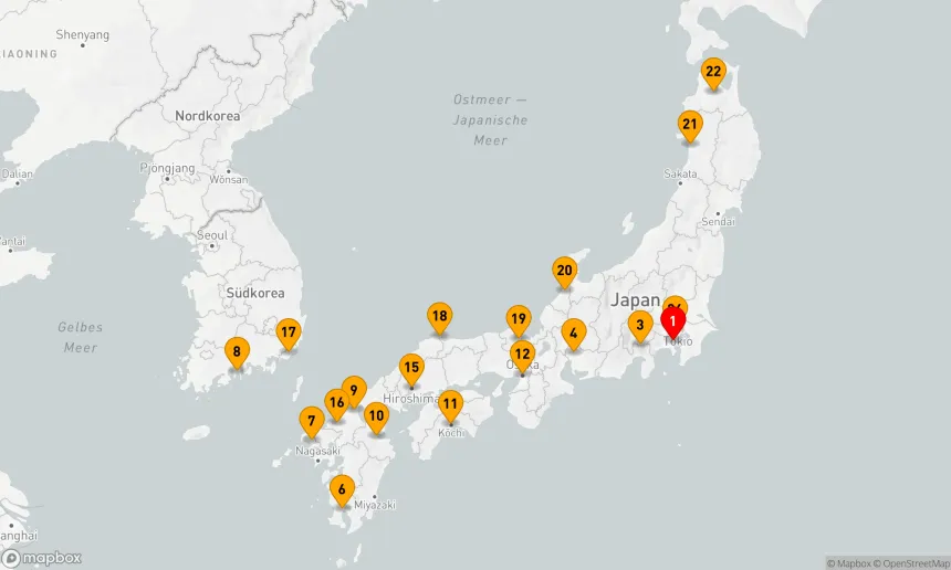 Route 24 Nächte - JAPAN-INTENSIV-KREUZFAHRT: TOKIO, KAGOSHIMA & OSAKA