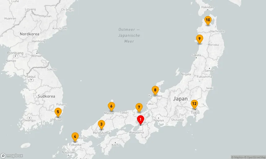 Route 12 Nächte - JAPAN INTENSIV KREUZFAHRT: TOKIO,  KAGOSHIMA & OSAKA