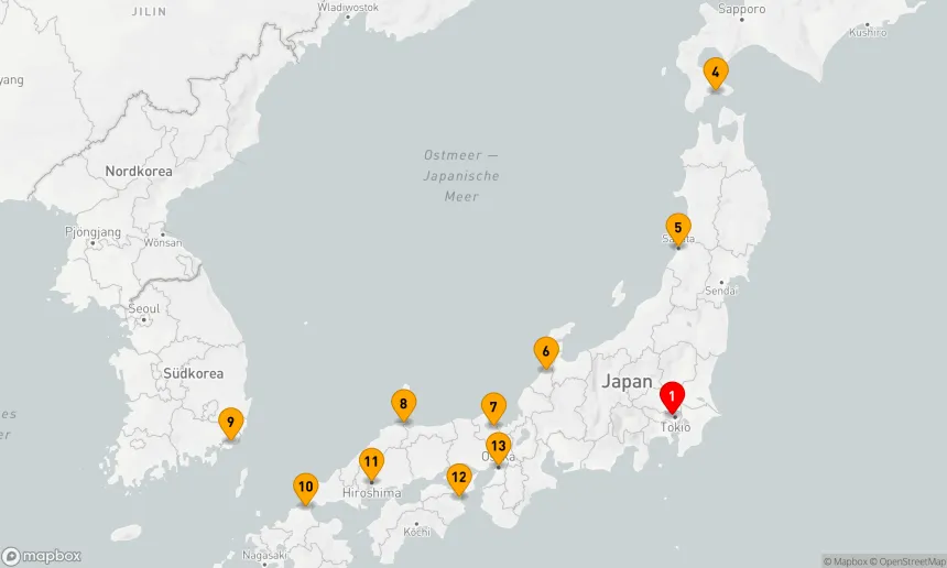 Route 12 Nächte - JAPAN INTENSIV-KREUZFAHRT: TOKIO,  KANAZAWA & HIROSHIMA
