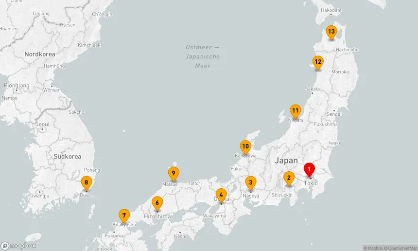 Route 14 Nächte - JAPAN INTENSIV KREUZFAHRT: TOKIO, OSAKA & AKITA