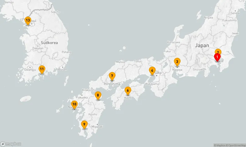 Route 12 Nächte - JAPAN-INTENSIVKREUZFAHRT: TOKIO, KOBE & SASEBO