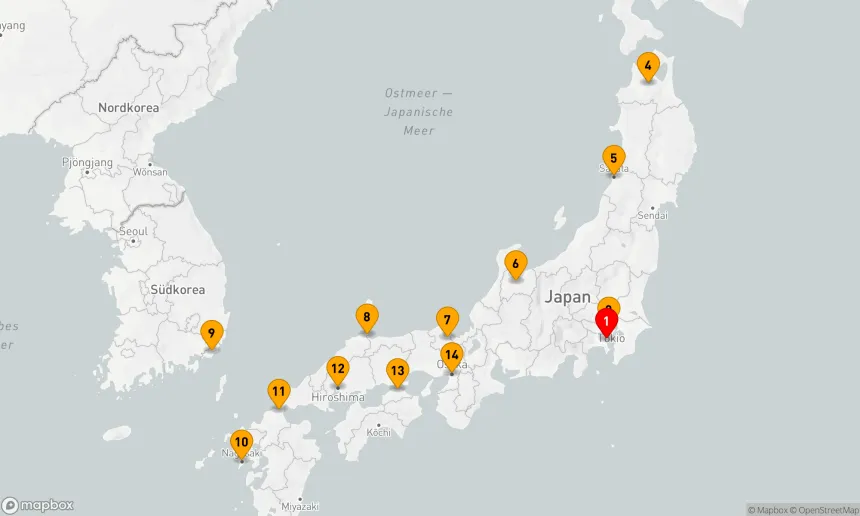 Route 14 Nächte - JAPAN INTENSIV KREUZFAHRT: TOKYO,  SAKATA & NAGASAKI