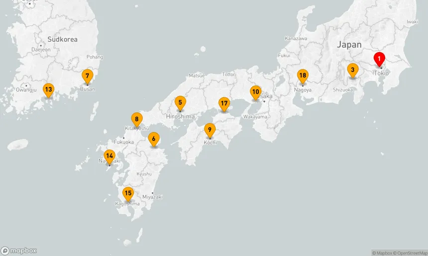 Route 18 Nächte - JAPAN-INTENSIV-KREUZFAHRT: TOKIO, KOBE & HIROSHIMA