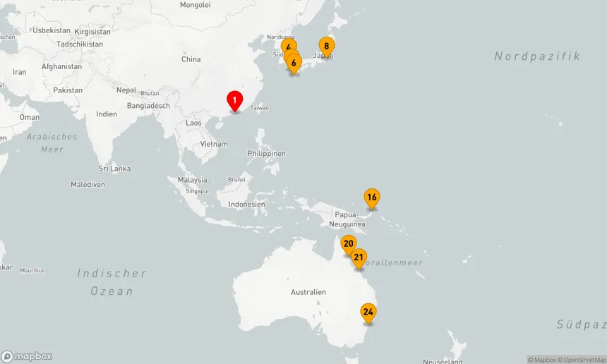 Route 24 Nächte - Japan - Papua-Neuguinea - Australien (Q805A)