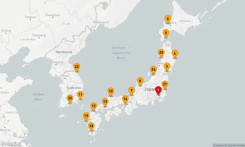 Route 28 Nächte - JAPAN & KOREA KOMBINIERTE KREUZFAHRT: SAPPORO, KOBE & BUSAN