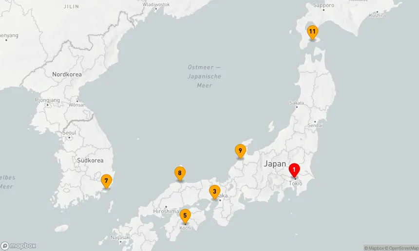 Route 12 Nächte - Japan und Korea: Kulturelle Schätze und Küstenwunder
