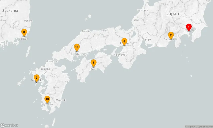 Route 12 Nächte - JAPAN & KOREA: TOKIO, HIROSHIMA