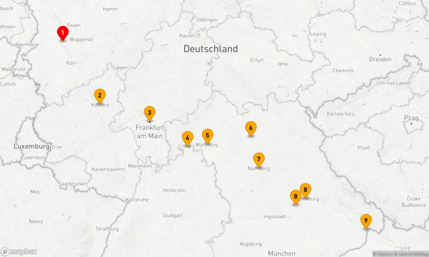 Route 9 Nächte - Juli-Glanz von Düsseldorf nach Passau